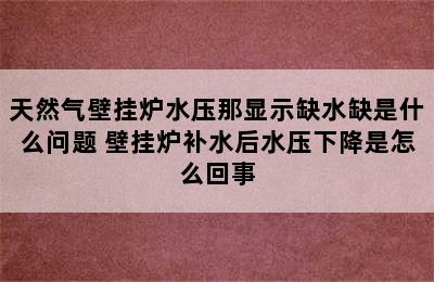 天然气壁挂炉水压那显示缺水缺是什么问题 壁挂炉补水后水压下降是怎么回事